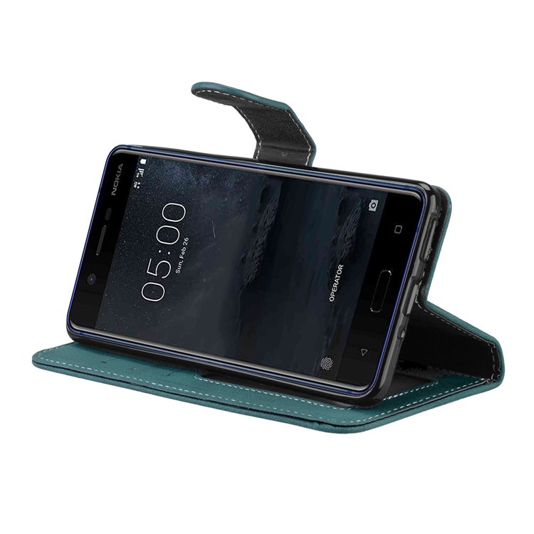 Matte Surface PU Leather 3 Card Slots Wallet Stand Phone Cover for Nokia 5 - Blue-13