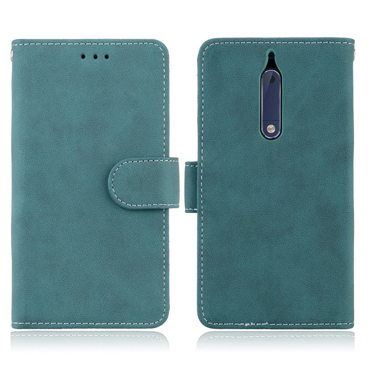 Matte Surface PU Leather 3 Card Slots Wallet Stand Phone Cover for Nokia 5 - Blue-2