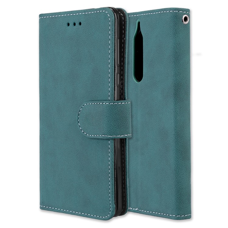 Matte Surface PU Leather 3 Card Slots Wallet Stand Phone Cover for Nokia 5 - Blue-3
