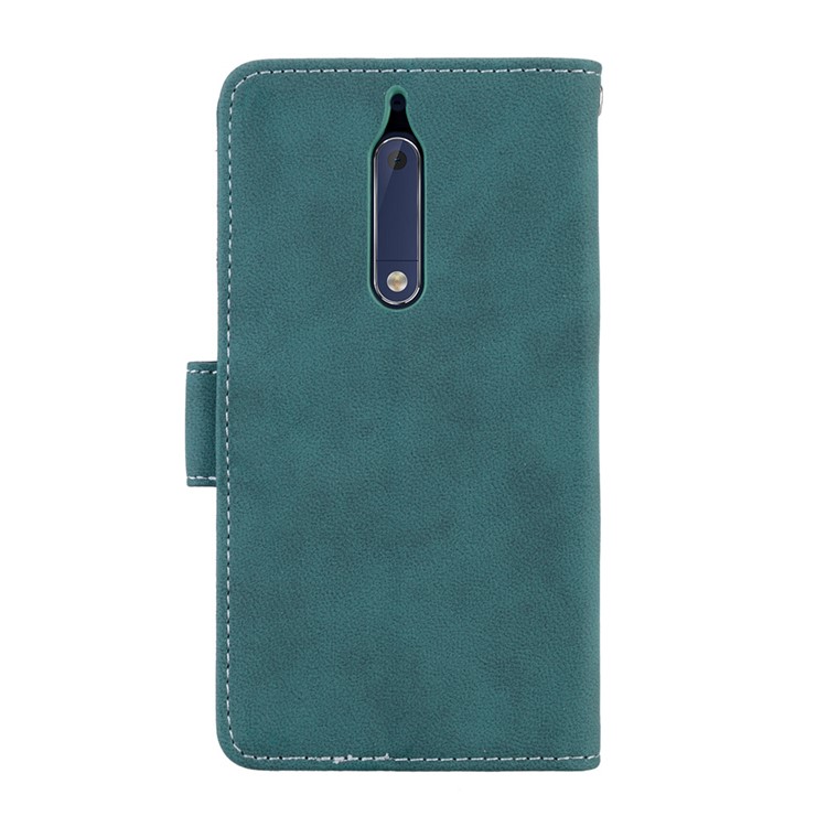 Matte Surface PU Leather 3 Card Slots Wallet Stand Phone Cover for Nokia 5 - Blue-5