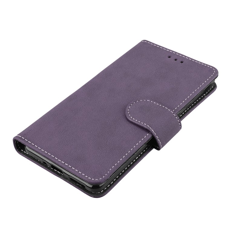 Matte Surface PU Leather 3 Card Slots Wallet Stand Cellphone Accessory Cover for Nokia 5 - Purple-11