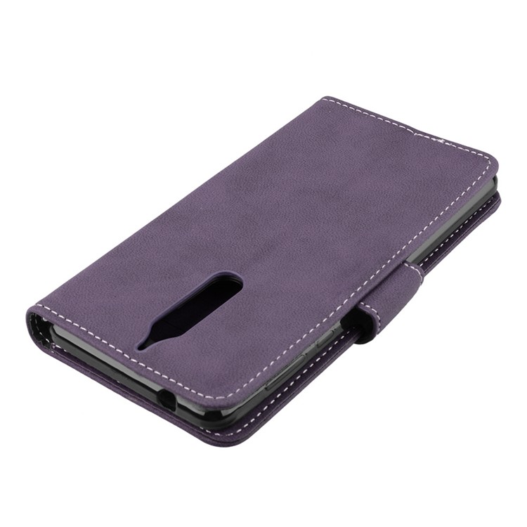 Matte Surface PU Leather 3 Card Slots Wallet Stand Cellphone Accessory Cover for Nokia 5 - Purple-12