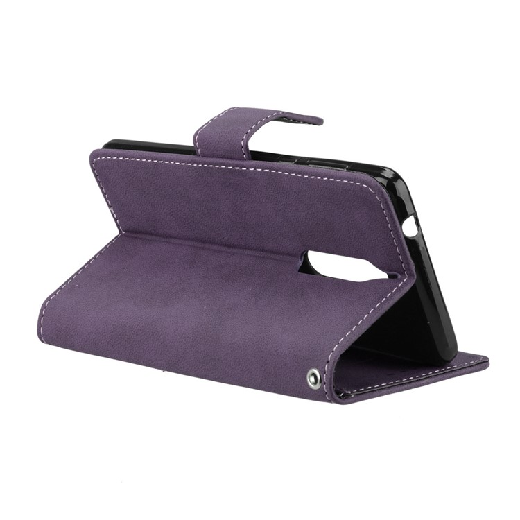 Matte Surface PU Leather 3 Card Slots Wallet Stand Cellphone Accessory Cover for Nokia 5 - Purple-14