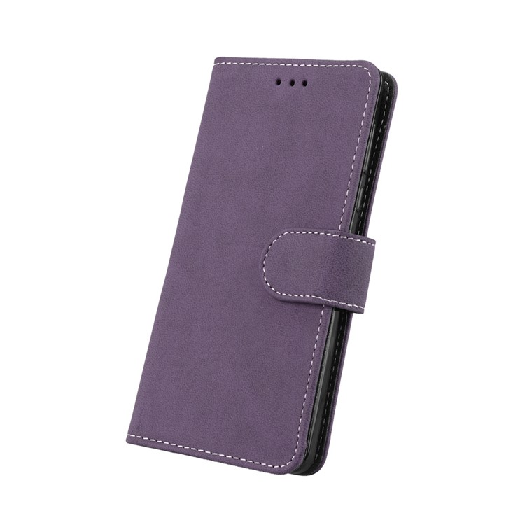 Matte Surface PU Leather 3 Card Slots Wallet Stand Cellphone Accessory Cover for Nokia 5 - Purple-6