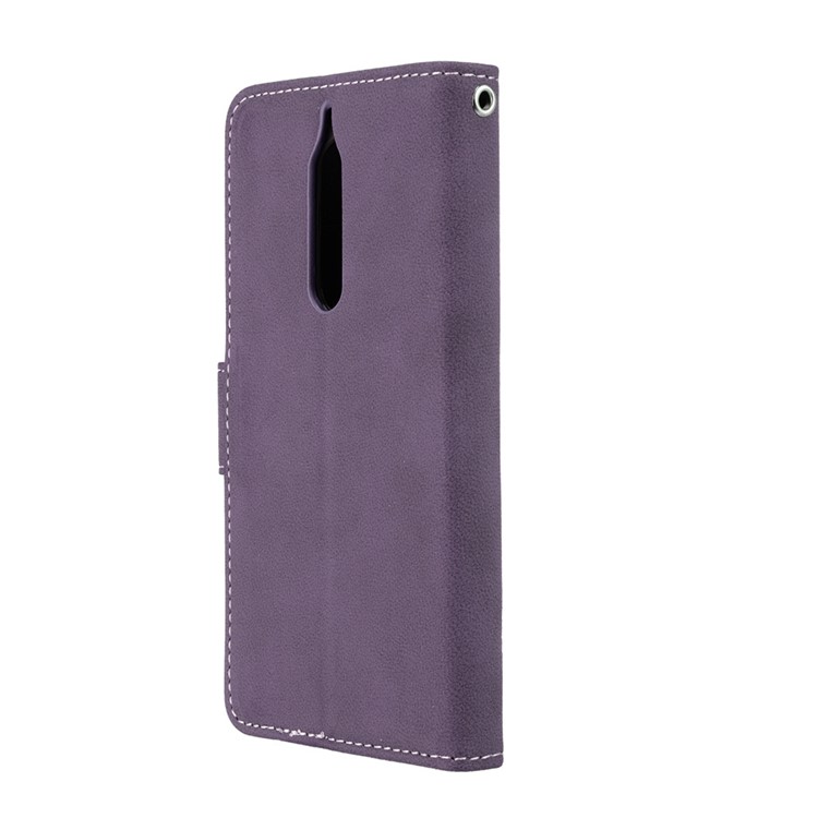 Matte Surface PU Leather 3 Card Slots Wallet Stand Cellphone Accessory Cover for Nokia 5 - Purple-8