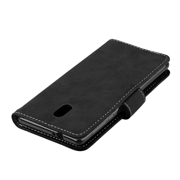 Matte Finish Wallet PU Leather Stand Case for Nokia 3 - Black-12