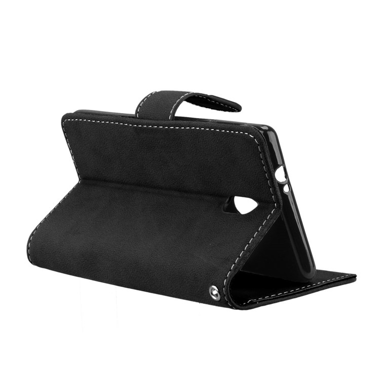 Matte Finish Wallet PU Leather Stand Case for Nokia 3 - Black-14