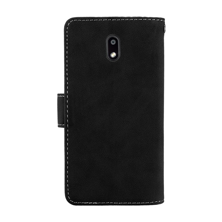 Matte Finish Wallet PU Leather Stand Case for Nokia 3 - Black-5