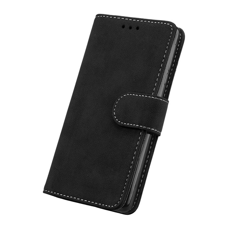 Matte Finish Wallet PU Leather Stand Case for Nokia 3 - Black-6
