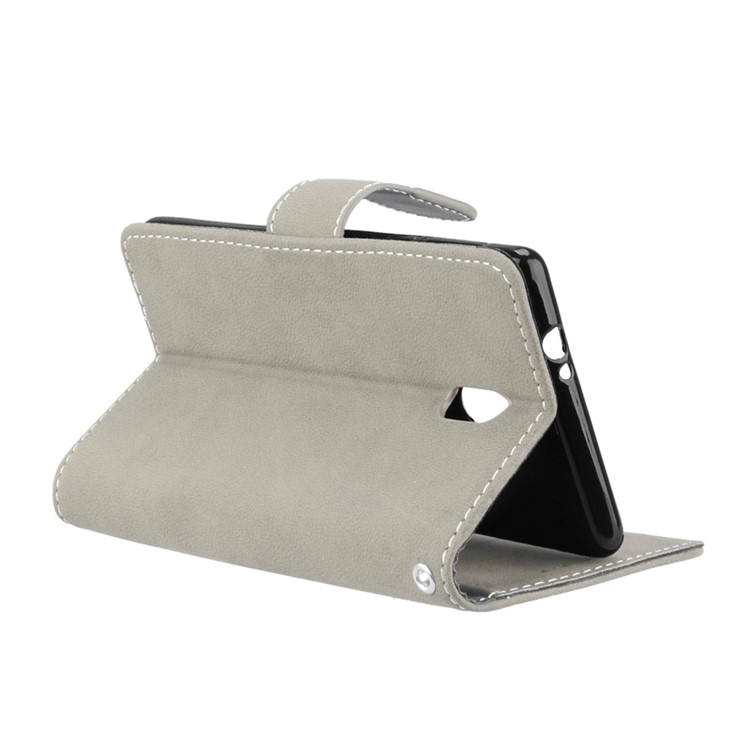 Matte Finish Wallet PU Leather Stand Cover for Nokia 3 - Grey-14