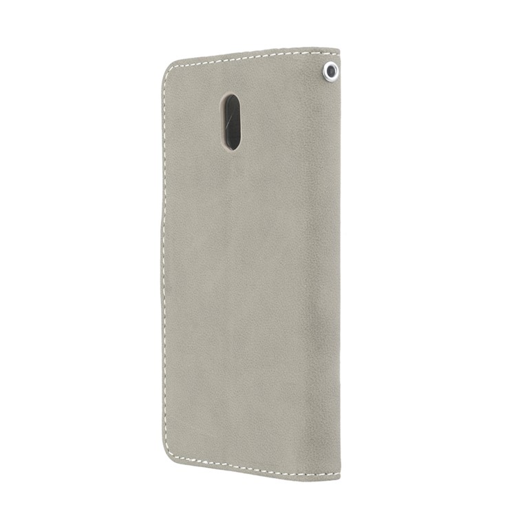 Matte Finish Wallet PU Leather Stand Cover for Nokia 3 - Grey-8
