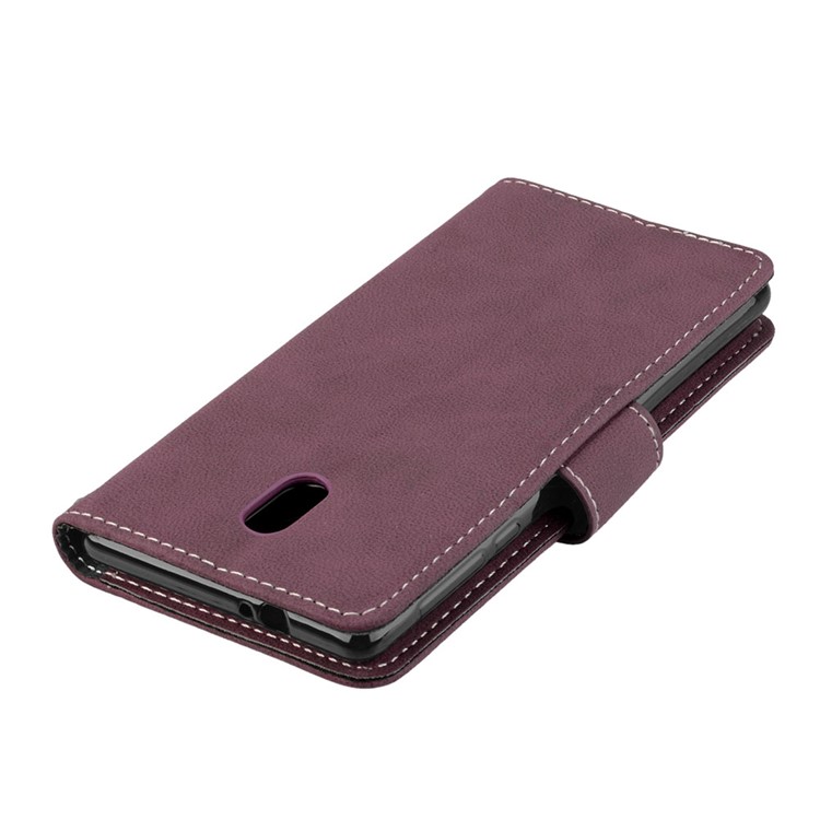Matte Finish Wallet PU Leather Stand Shell for Nokia 3 - Wine Red-12