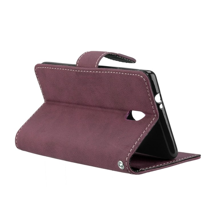 Matte Finish Wallet PU Leather Stand Shell for Nokia 3 - Wine Red-14