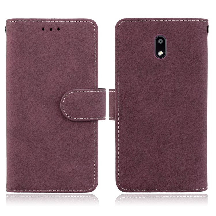 Matte Finish Wallet PU Leather Stand Shell for Nokia 3 - Wine Red-2