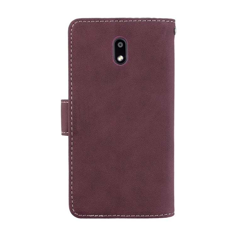 Matte Finish Wallet PU Leather Stand Shell for Nokia 3 - Wine Red-5