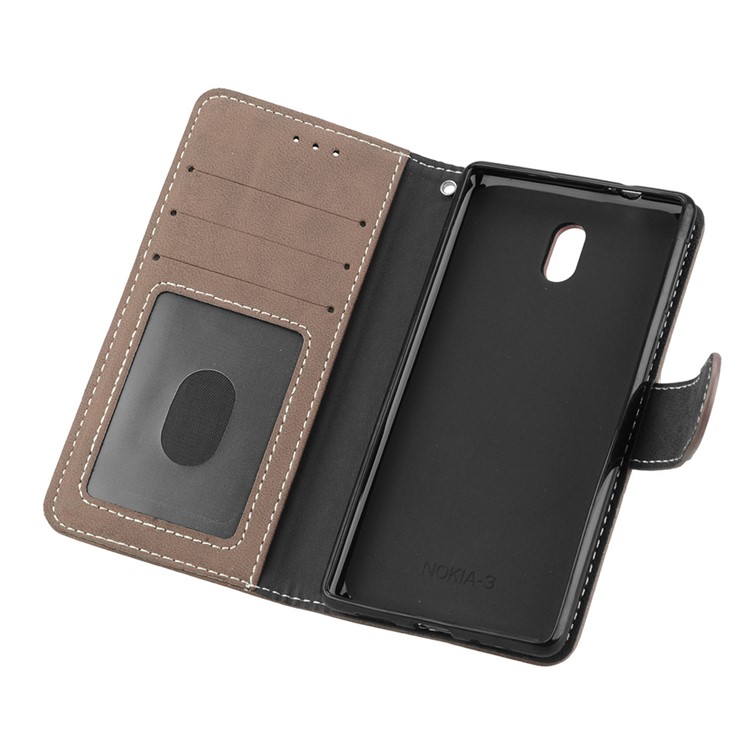 Matte Finish Wallet PU Leather Stand Casing for Nokia 3 - Khaki-10