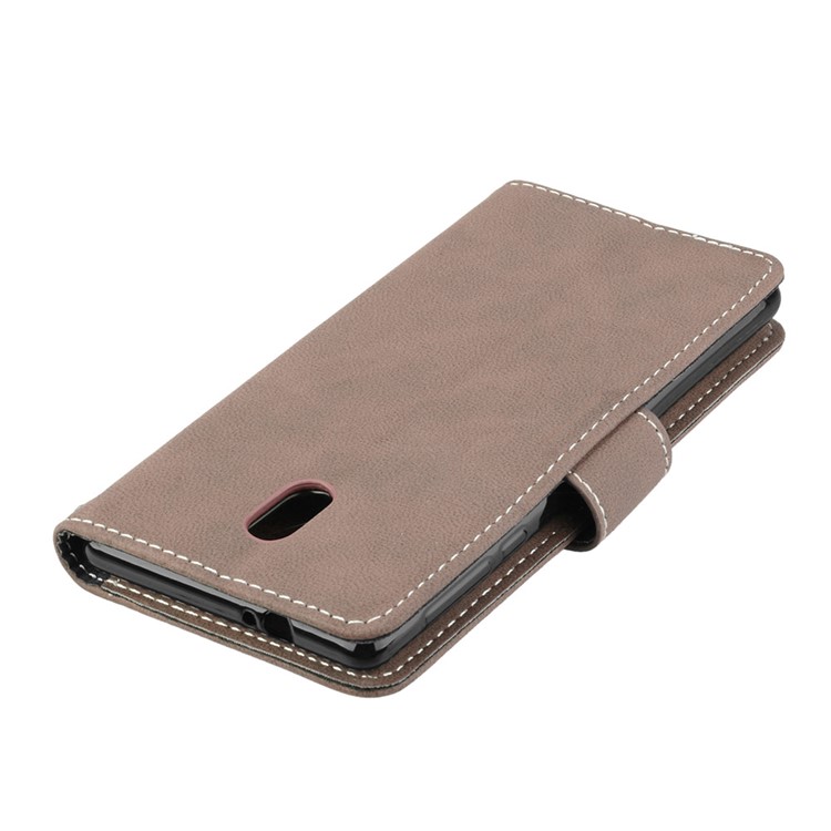 Matte Finish Wallet PU Leather Stand Casing for Nokia 3 - Khaki-12