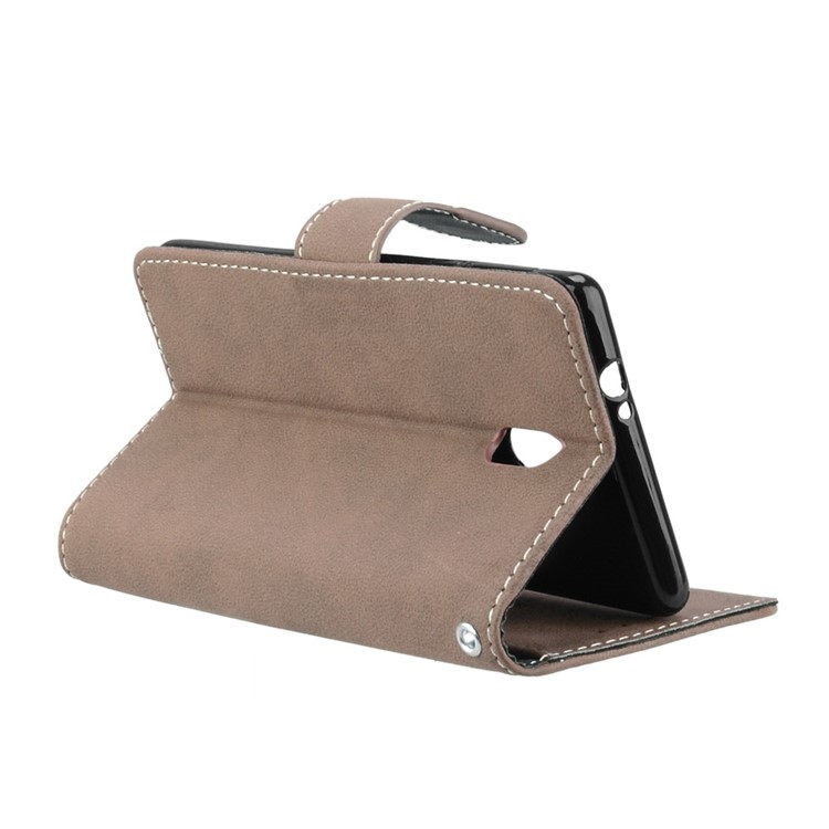 Matte Finish Wallet PU Leather Stand Casing for Nokia 3 - Khaki-14