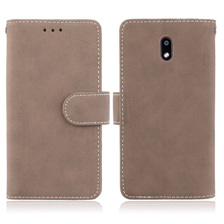 Matte Finish Wallet PU Leather Stand Casing for Nokia 3 - Khaki-2