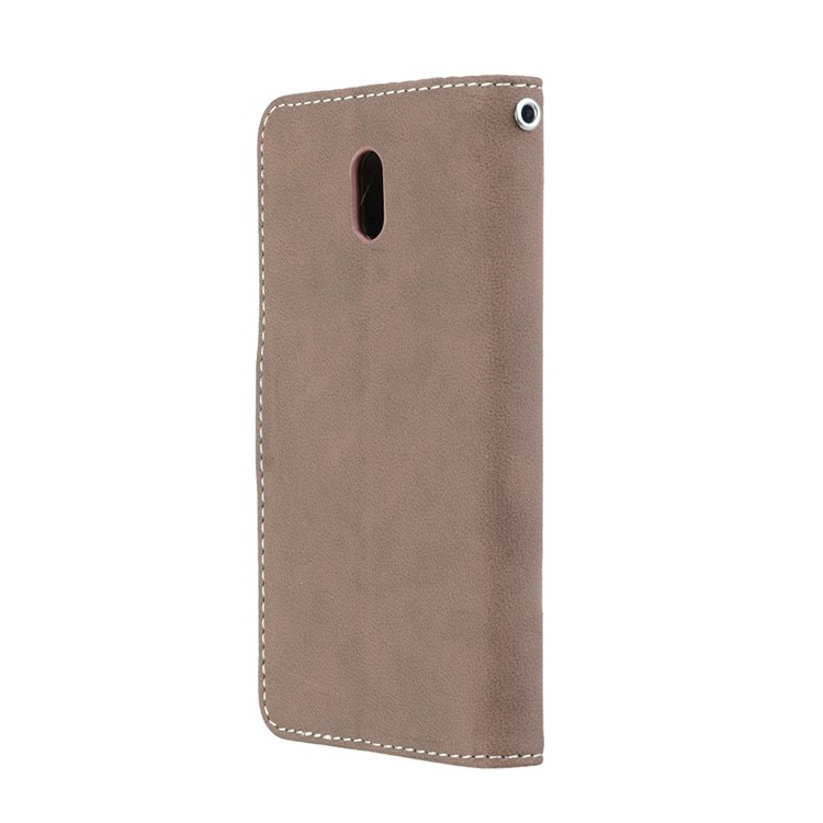 Matte Finish Wallet PU Leather Stand Casing for Nokia 3 - Khaki-8