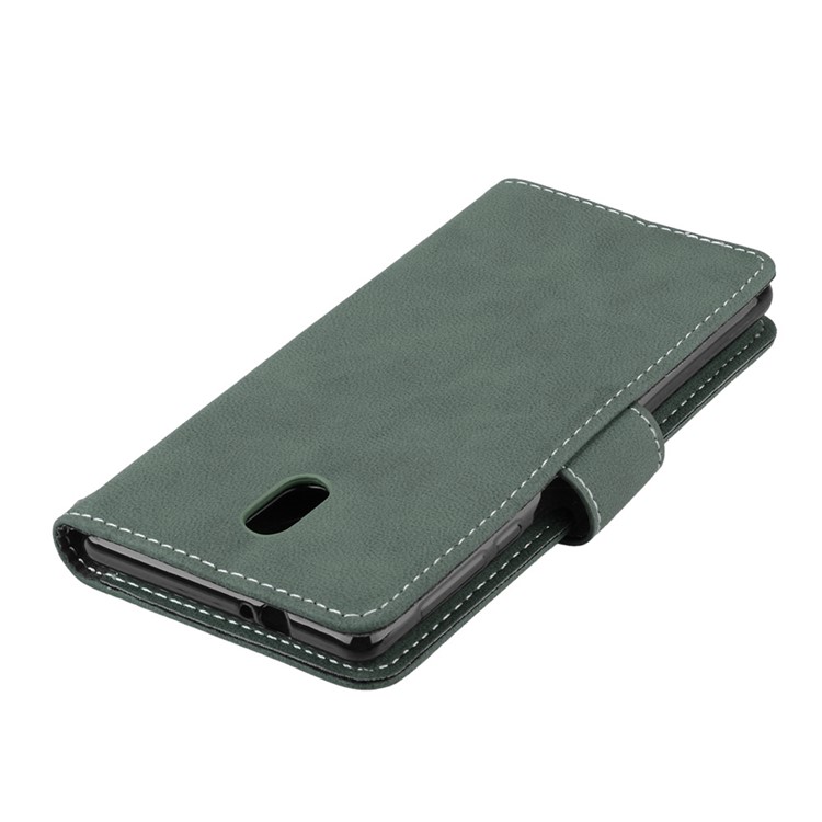 Matte Finish Wallet PU Leather Stand Mobile Phone Case for Nokia 3 - Green-12