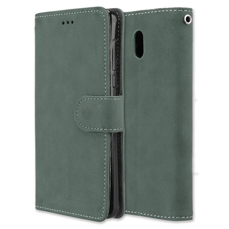 Matte Finish Wallet PU Leather Stand Mobile Phone Case for Nokia 3 - Green-3