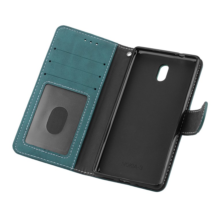 Matte Finish Wallet PU Leather Stand Cell Phone Case for Nokia 3 - Blue-10