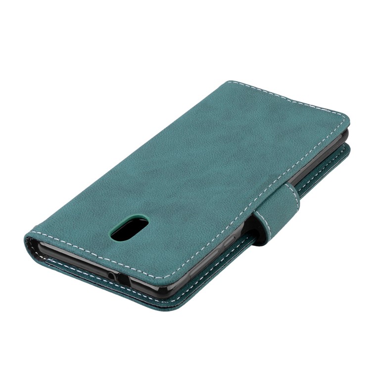 Matte Finish Wallet PU Leather Stand Cell Phone Case for Nokia 3 - Blue-12