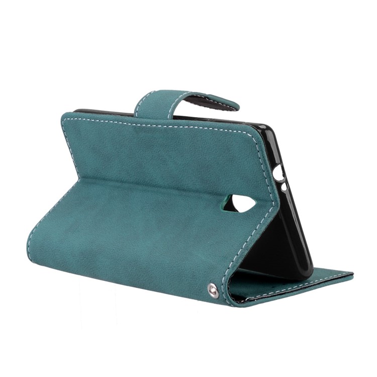 Matte Finish Wallet PU Leather Stand Cell Phone Case for Nokia 3 - Blue-14