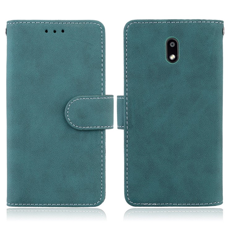 Matte Finish Wallet PU Leather Stand Cell Phone Case for Nokia 3 - Blue-2