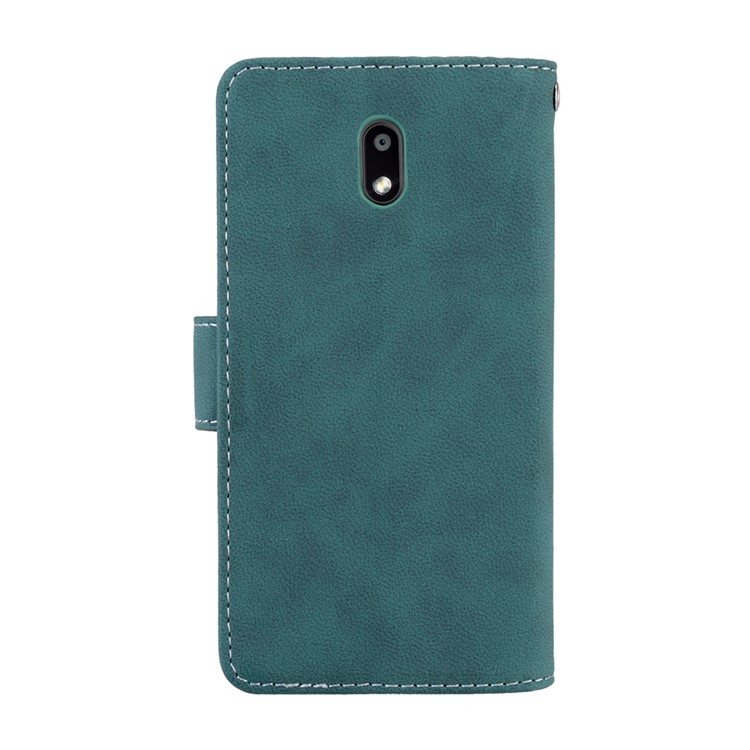 Matte Finish Wallet PU Leather Stand Cell Phone Case for Nokia 3 - Blue-5