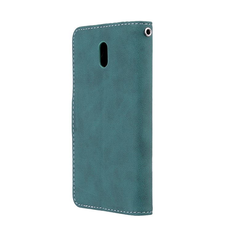 Matte Finish Wallet PU Leather Stand Cell Phone Case for Nokia 3 - Blue-8