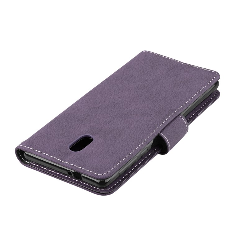 Matte Finish Wallet PU Leather Stand Mobile Phone Cover for Nokia 3 - Purple-12