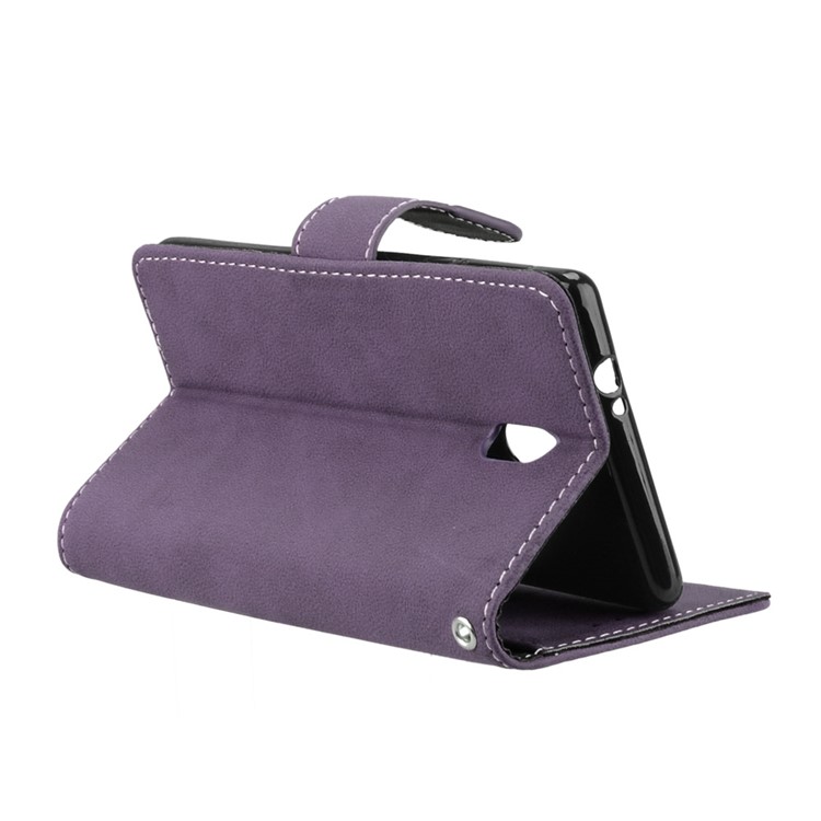 Matte Finish Wallet PU Leather Stand Mobile Phone Cover for Nokia 3 - Purple-14