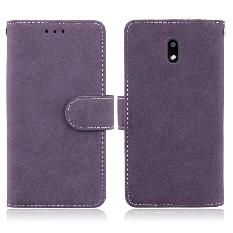 Matte Finish Wallet PU Leather Stand Mobile Phone Cover for Nokia 3 - Purple-2