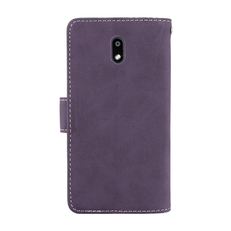 Matte Finish Wallet PU Leather Stand Mobile Phone Cover for Nokia 3 - Purple-5