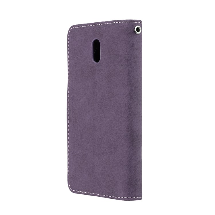 Matte Finish Wallet PU Leather Stand Mobile Phone Cover for Nokia 3 - Purple-8