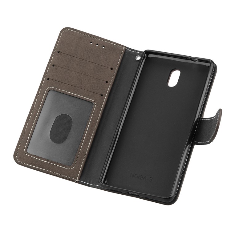 Matte Finish Wallet PU Leather Stand Cell Phone Cover for Nokia 3 - Brown-10