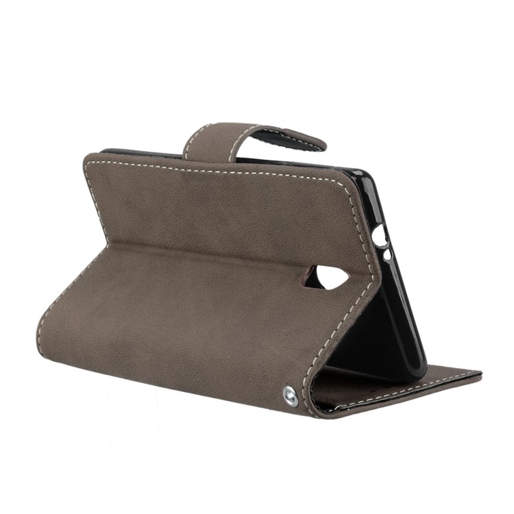 Matte Finish Wallet PU Leather Stand Cell Phone Cover for Nokia 3 - Brown-14