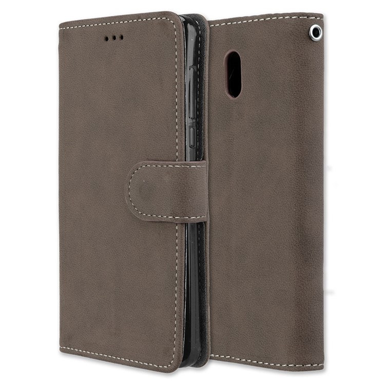 Matte Finish Wallet PU Leather Stand Cell Phone Cover for Nokia 3 - Brown-3
