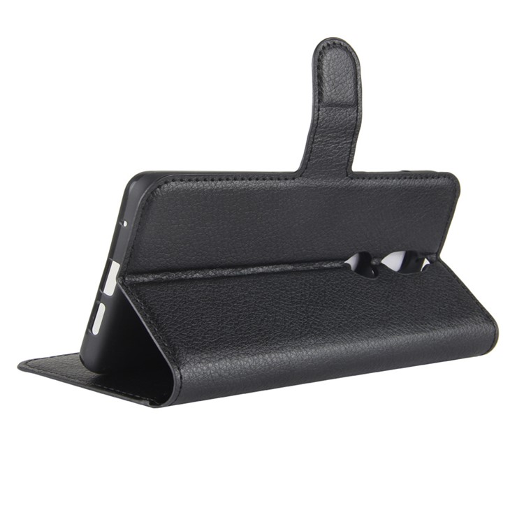 Litchi Skin Wallet Leather Stand Case for Nokia 7 - Black-5