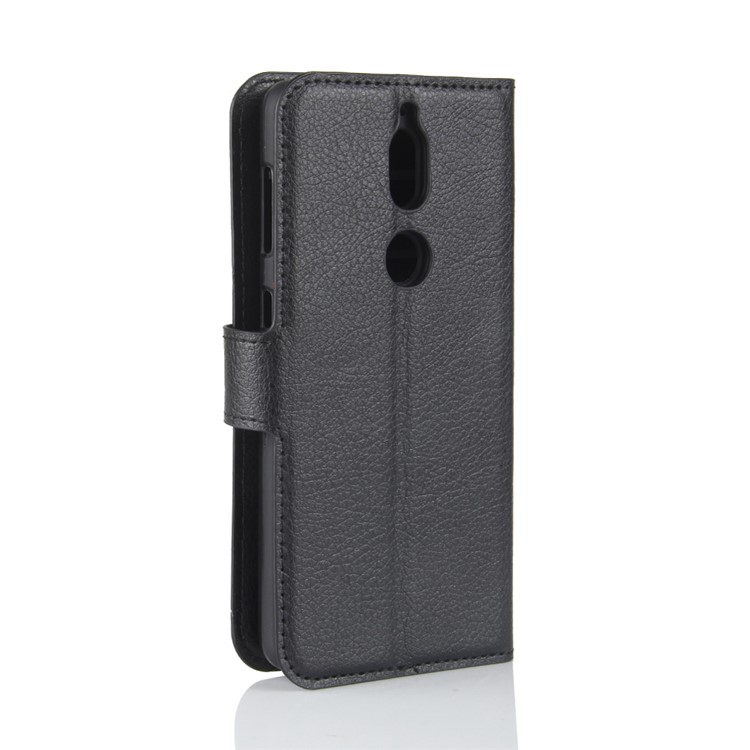 Litchi Skin Wallet Leather Stand Case for Nokia 7 - Black-6