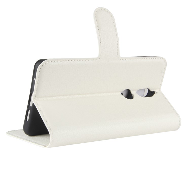 Litchi Skin Wallet Leather Stand Cover for Nokia 7 - White-5