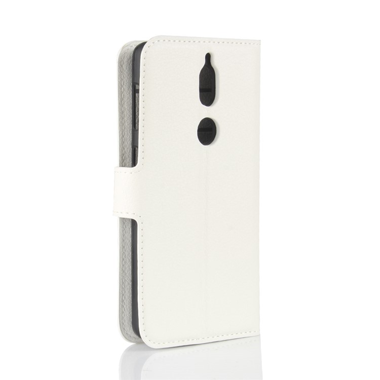 Litchi Skin Wallet Leather Stand Cover for Nokia 7 - White-6
