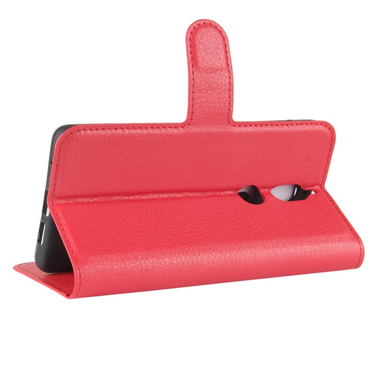 Litchi Skin Wallet Leather Magnetic Case for Nokia 7 - Red-5
