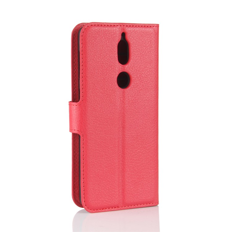 Litchi Skin Wallet Leather Magnetic Case for Nokia 7 - Red-6