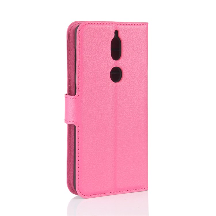 Litchi Skin Leather Stand Case with Card Slots for Nokia 7 - Rose-6