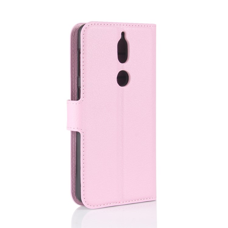 Litchi Skin Leather Stand Cover with Card Slots for Nokia 7 - Pink-6