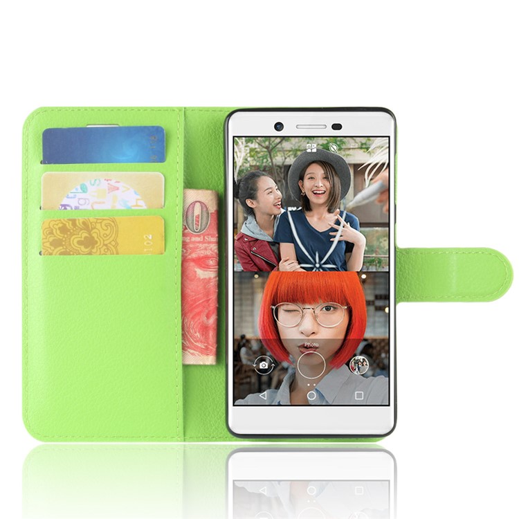 Litchi Skin Wallet Leather Case with Stand for Nokia 7 - Green-4
