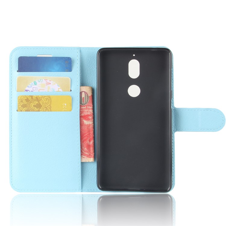 Litchi Skin Wallet Leather Cell Phone Case for Nokia 7 - Baby Blue-3